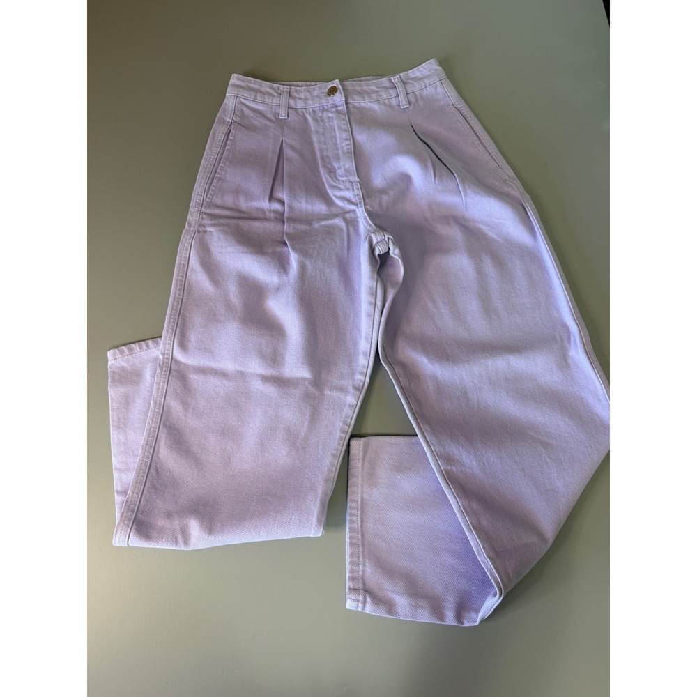 Bolongaro Trevor Lavender Purple Pleated Cotton Denim Trousers Pants Small